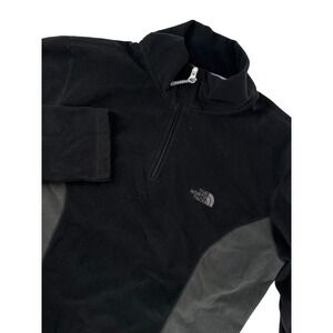 The North Face TKA 100 Fleece‎ Pullover Womens Medium Black Grey 1/4 Zip Sweater
